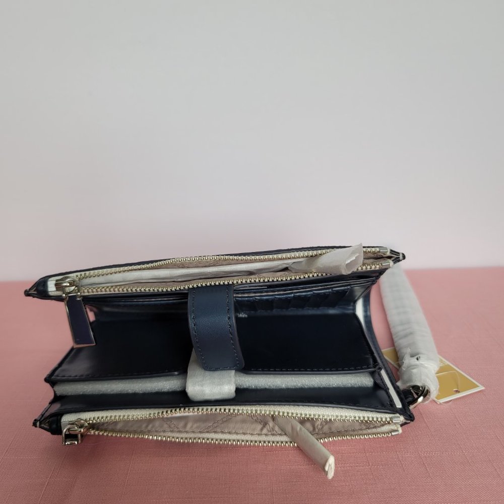 MICHAEL KORS Jet Set Double Zip Signature Phone Wristlet- Ocean Blue Multi 🎈⭐ - Picture 12 of 16